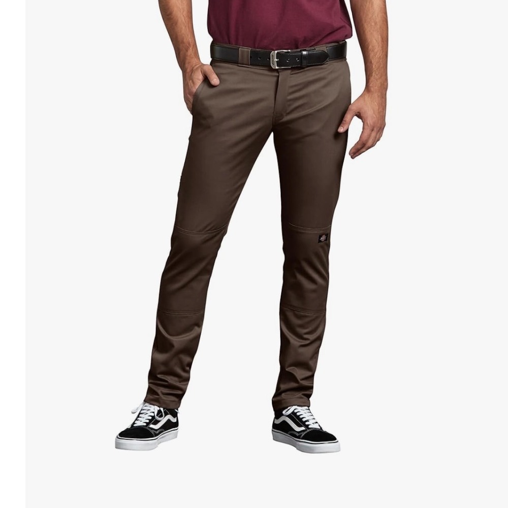 Dickies Mens Skinny-Straight Double Knee Work Utility Pants, Timber Brown, 30x34